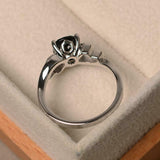 2ct Engagement Ring Oval Cut Black Diamond Hexagon Shank 14k White Gold Finish