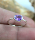 1.5ct Engagement Ring Oval Cut Purple Amethyst Solitaire 14k White Gold Finish