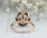 3Ct Round Cut Peach Morganite Diamond Floral Engagement Ring 14K Rose Gold Over
