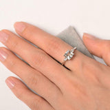 1.54ct Cushion Cut Peach Morganite Engagement Ring Trilogy 14k White Gold Finish