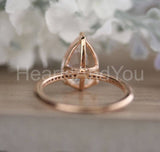 1ct Pear Cut Simulated Peach Morganite Milgrain Bridal Set 14k Rose Gold Plated