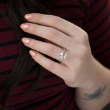 1.2ct Engagement Ring Princess Cut Diamond Accents Solitaire 14k White Gold Over