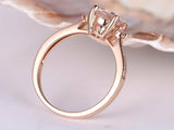 1ct Round Cut Peach Morganite Three Stone Engagement Ring 14k Rose Gold Finish