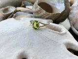 1ct Engagement Ring Oval Cut Green Peridot Split Shank 14k White Gold Finish