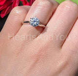 0.5ct Round Cut Moissanite 4 Prong Solitaire Engage Ring 14k White Gold Plated