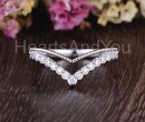 0.5ct Round Cut Moissanite Chevron Bezel Set Wedding Band 14k Rose Gold Plated