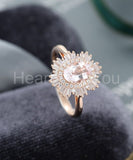 2ct Oval Cut Simulated Morganite Cocktail Engagement Ring 14k Rose Gold Plated