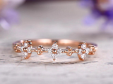 1ct Wedding Ring Band Round Cut Diamond Stackable Floral 14k Rose Gold Finish