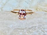 1ct Oval Cut Simulated Morganite Solitaire Engagement Ring 14k YellowGold Plated