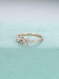 Cluster Minimalist Engagement Ring 1.2ct Round Cut Diamond 14k Rose Gold Finish