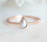 1ct Pearl Bezel Set Women Engagement Ring 14k Rose Gold Finish