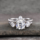 2.7ct Engagement Ring Round Cut Diamond Crown Bridal Set 14k White Gold Finish