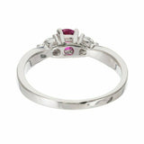 1.5ct Round Cut Pink Sapphire Engagement Ring Diamond Trilogy 14k WhiteGold Over