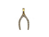 0.12ct Round Cut Moissanite Wish Bone Pendant 14k Yellow Gold Plated NO CHAIN