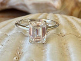 2.4ct Engagement Ring Emerald Cut Diamond 4 Prong Solitaire 14k WhiteGold Finish