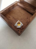 2ct Engagement Ring Pear Cut Yellow Citrine Split Shank Halo 14k White Gold Over