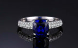 2.55ct Engagement Ring Cushion Cut Sapphire Cluster Accent 14k White Gold Finish