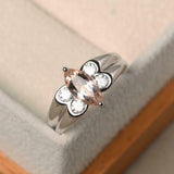 2.1ct Engagement Ring Marquise Cut Peach Morganite Butterfly 14k White Gold Over