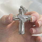 2ct Round Cut Moissanite Holy Cross Knot Pendant 14k White Gold Plated NO CHAIN