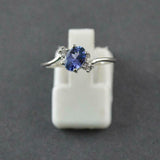 1.28ct Engagement Ring Oval Cut Blue Tanzanite Swirl Trilogy 14k White Gold Over