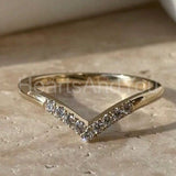 0.5ct Round Cut Moissanite Curved Stackable Wedding Band 14k Yellow Gold Plated