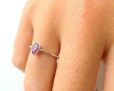0.5ct Engagement Ring Pear Pink Ruby Solitaire Minimalist 14k White Gold Finish