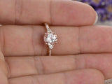 2ct Round Cut Peach Morganite Engagement Ring Diamond Trilogy 14k Rose Gold Over