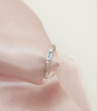 0.2ct Engagement Ring Baguette Cut Blue Aquamarine Trilogy 14k White Gold Finish