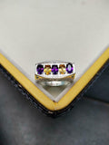 3ct Oval Cut Purple Amethyst Citrine Filigree Cocktail Ring 14k WhiteGold Finish