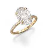 2.3ct Oval Simulated Diamond Solitaire with Accents Ring 14k Yellow Gold Plated
