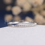 0.3ct Round Cut Moissanite Minimalist Women Wedding Band 14k White Gold Plated