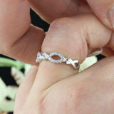 Infinity Twisted Wedding Ring Band 0.3ct Round Cut Diamond 14k White Gold Finish