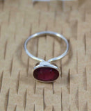 2ct Engagement Ring Oval Cut Pink Ruby Bezel Set Solitaire 14k White Gold Finish