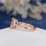 1.2ct Pear Cut Simulated Morganite Accented Trilogy Ring 14k Rose Gold Plated
