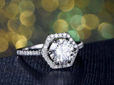 1.5ct Round Cut VVS1D Diamond Engagement Ring Classic Halo 14k White Gold Finish