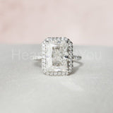 2.2ct Radiant Cut Simulated Diamond Halo Engagement Ring 14k White Gold Plated