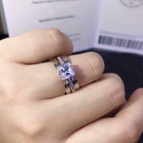 Bridal Set Engagement Ring Guard 1.5ct Princess Cut Diamond 14k WhiteGold Finish