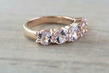 2.7ct Round Cut Peach Morganite Wedding Band 14k Rose Gold Finish Five Stone