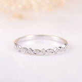 0.25ct Round Cut Moissanite Minimalist Women Wedding Band 14k White Gold Plated