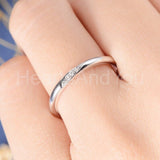 0.1ct Round Cut Moissanite Minimalist Women Wedding Band 14k Rose Gold Plated