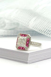 2.4ct Engagement Ring Asscher Cut Diamond Vintage Inspired 14k White Gold Finish