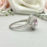 2.2ct Engagement Ring Round Pink Sapphire Ballerina Sunburst 14k White Gold Over