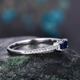0.3ct Baguette Cut Blue Tanzanite Accents with Solitaire Ring 14k WhiteGold Over