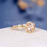 2ct Round Cut Simulated Morganite Floral Engagement Ring 14k Rose Gold Plated