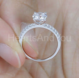 2.1ct Round Cut Moissanite Bridal Set Solitaire with Accent 14k WhiteGold Plated