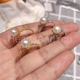0.2ct Round Cut Simulated Accents Crown Pearl Engagement Ring Yellow Gold Plated