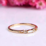 1ct Baguette Cut Diamond Wedding Band Petite Minimalist 14k Yellow Gold Finish