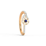 1ct Engagement Ring Round Cut Blue Sapphire Flower Design 14k Rose Gold Finish