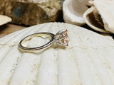 2ct Round Cut Simulated Peach Morganite Solitaire Ring 14k White Gold Plated