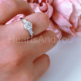 0.5ct Round Cut Moissanite Three Stone Engagement Ring 14k White Gold Plated